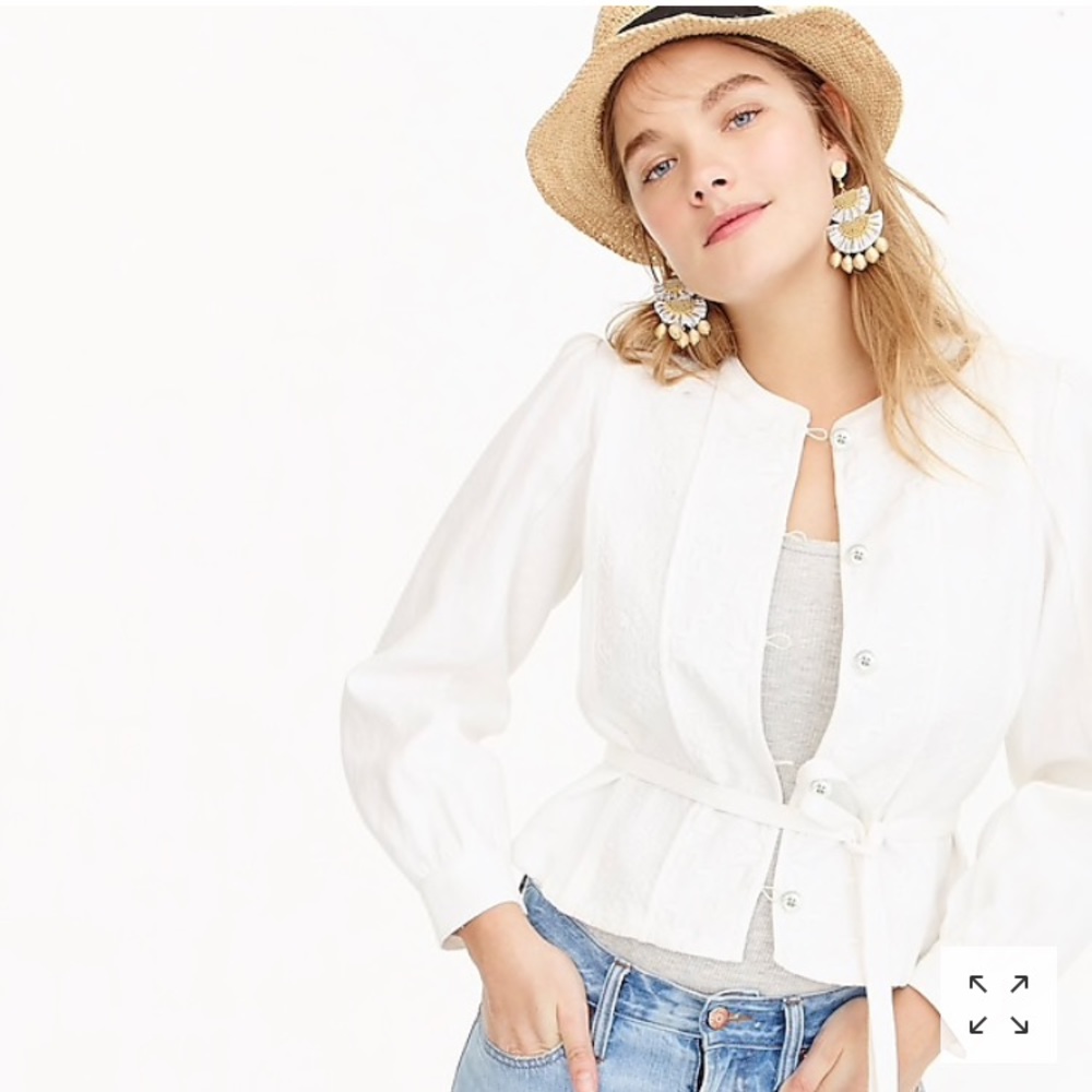 JCrew Linen Embroidered Jacket